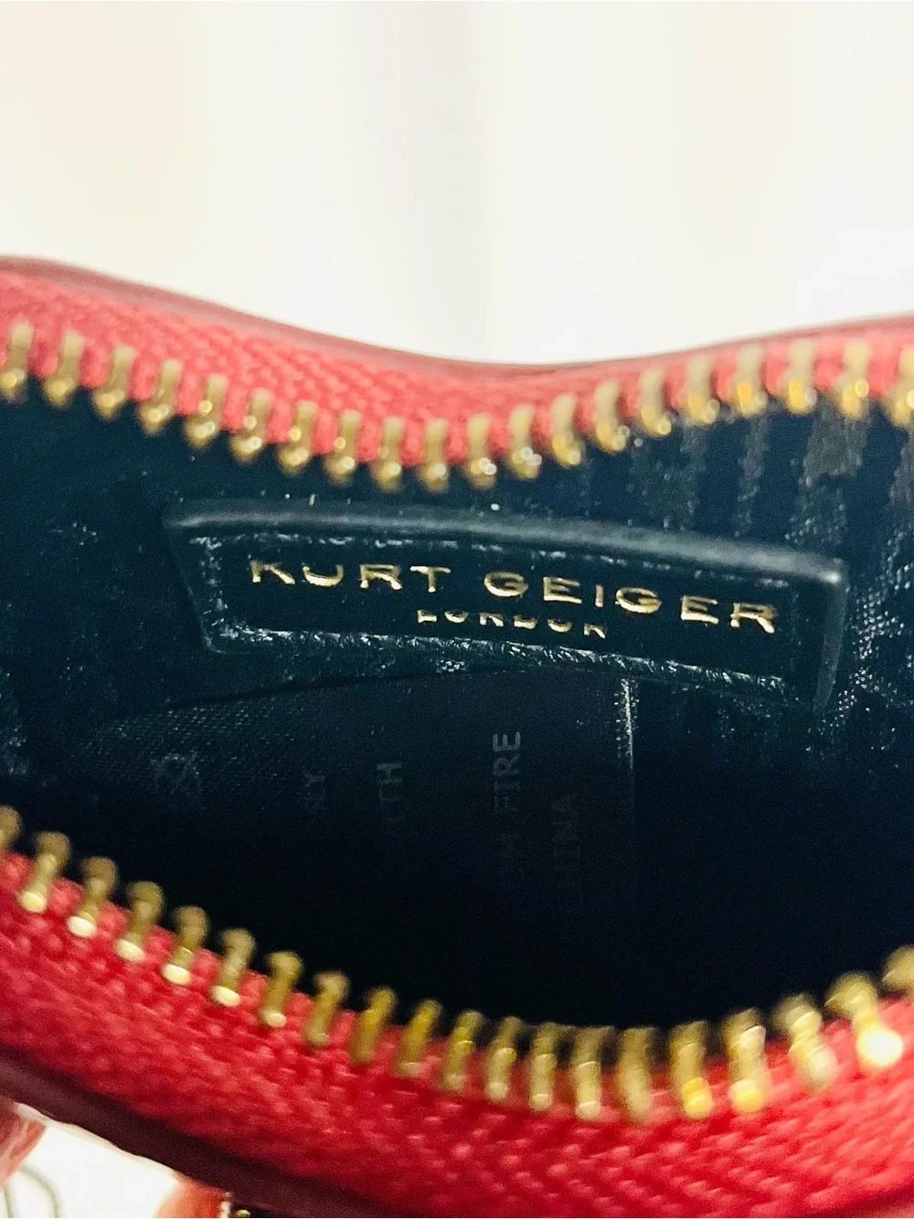 Kurt Geiger Red Croc-Effect Heart Key & Card Holder with Antique Gold Hardware